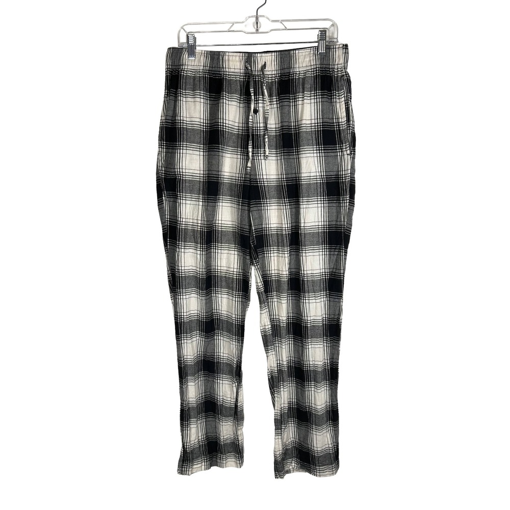 Goodfellow & Co Mens Pajama Pants Black White Plaid Cotton Flannel Lounge Size M